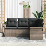 Garden Sofa Set with Storage 4 pcs Grey Poly Rattan - Side View