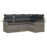 Garden Sofa Set with Storage 4 pcs Grey Poly Rattan - Front View