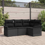 Garden Sofa Set 4 pcs Black Poly Rattan