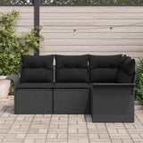 Garden Sofa Set with Storage 4 pcs Black Poly Rattan - Side View