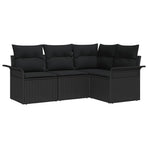 Garden Sofa Set 4 pcs Black Poly Rattan