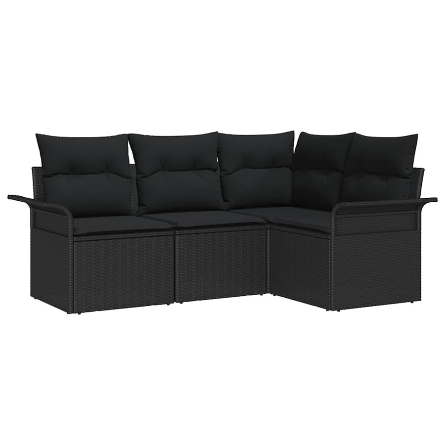 Garden Sofa Set 4 pcs Black Poly Rattan