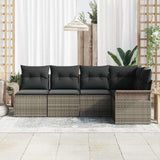 Garden Sofa Set 5 pcs Grey Poly Rattan - Side View