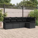 Garden Sofa Set with Storage 5 pcs Black Poly Rattan
