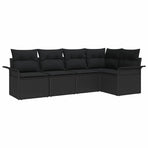 Garden Sofa Set 5 pcs Black Poly Rattan