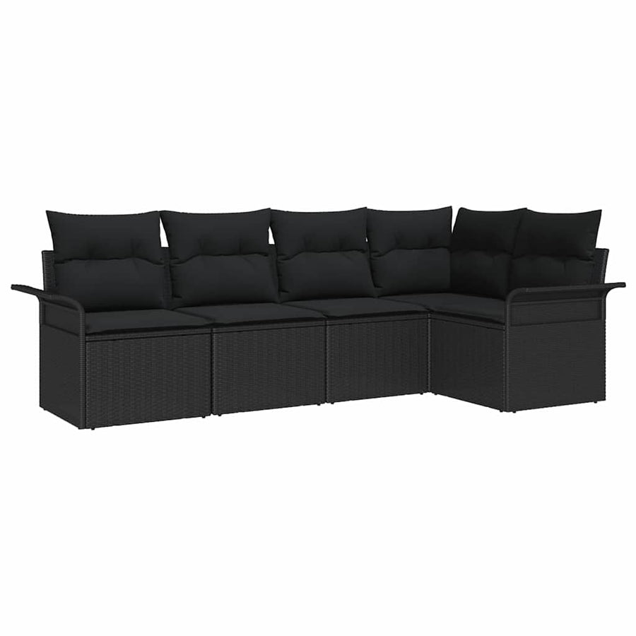 Garden Sofa Set 5 pcs Black Poly Rattan