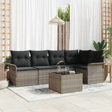Garden Sofa Set with Cushion 6 pcs Grey Poly rattan
