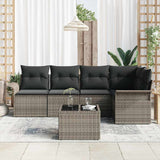 Garden Sofa Set with Cushion 6 pcs Grey Poly rattan - Side View