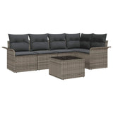 Garden Sofa Set with Cushion 6 pcs Grey Poly rattan - Front View