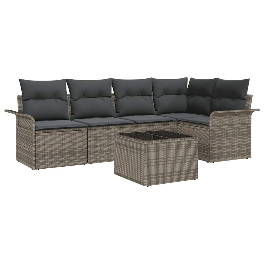 Garden Sofa Set 6 pcs Grey Poly Rattan