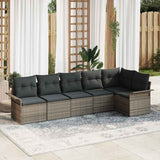 Garden Sofa Set 6 pcs Grey Poly Rattan