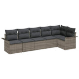 Garden Sofa Set with Cushion 6 pcs Grey Poly rattan - Front View