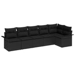 Garden Sofa Set 6 pcs Black Poly Rattan