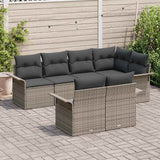 Garden Sofa Set with Cushion 7 pcs Grey Poly rattan - Side View