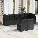 Garden Sofa Set with Storage 8 pcs Black Poly Rattan