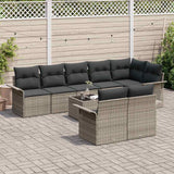 Garden Sofa Set with Storage 9 pcs Grey Poly Rattan - Side View