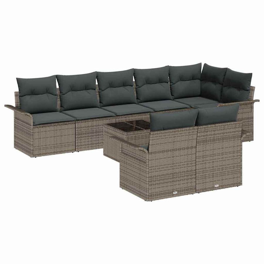 Garden Sofa Set 9 pcs Grey Poly Rattan