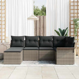 Garden Sofa Set with Storage 6 pcs Grey Poly Rattan