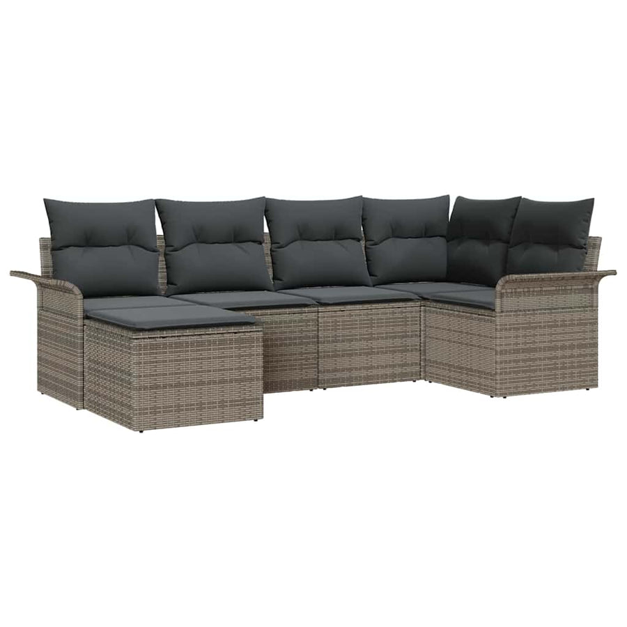 Garden Sofa Set 6 pcs Grey Poly Rattan