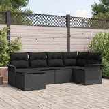 Garden Sofa Set with Storage 6 pcs Black Poly Rattan