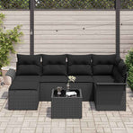 Garden Sofa Set 7 pcs Black Poly Rattan
