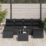 Garden Sofa Set with Storage 7 pcs Black Poly Rattan - Side View