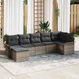 Garden Sofa Set 7 pcs Grey Poly Rattan