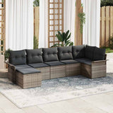 Garden Sofa Set with Cushion 7 pcs Grey Poly rattan