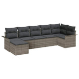 Garden Sofa Set with Cushion 7 pcs Grey Poly rattan - Front View