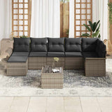Garden Sofa Set with Cushion 8 pcs Grey Poly rattan - Side View
