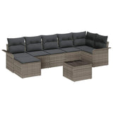 Garden Sofa Set with Cushion 8 pcs Grey Poly rattan - Front View