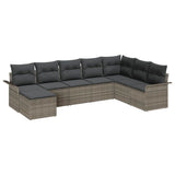Garden Sofa Set with Cushion 8 pcs Grey Poly rattan - Front View