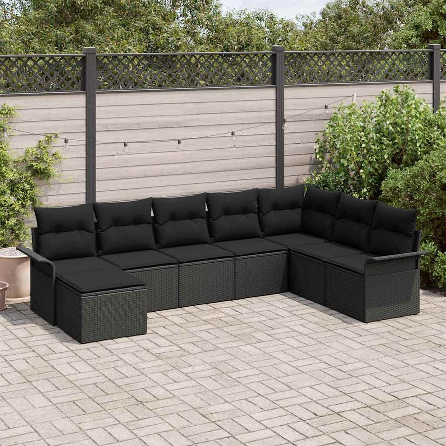 Garden Sofa Set 8 pcs Black Poly rattan