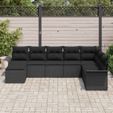 Garden Sofa Set with Cushion 8 pcs Black Poly rattan - Side View