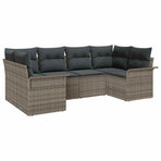 Garden Sofa Set 6 pcs Grey Poly rattan