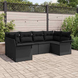 Garden Sofa Set with Storage 6 pcs Black Poly rattan