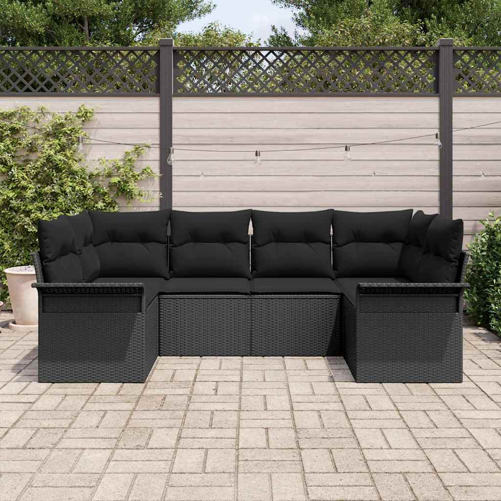 Garden Sofa Set with Storage 6 pcs Black Poly rattan