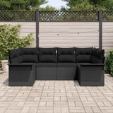 Garden Sofa Set with Storage 6 pcs Black Poly rattan