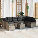 Garden Sofa Set 10 pcs Black Poly Rattan