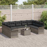 Garden Sofa Set with Storage 10 pcs Black Poly Rattan - Side View