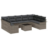 Garden Sofa Set with Storage 10 pcs Black Poly Rattan