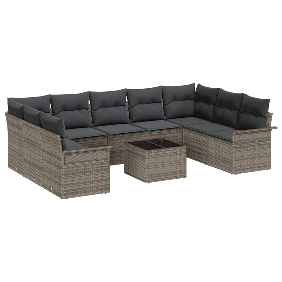 Garden Sofa Set 10 pcs Black Poly Rattan