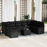 Garden Sofa Set with Storage 10 pcs Beige Poly Rattan
