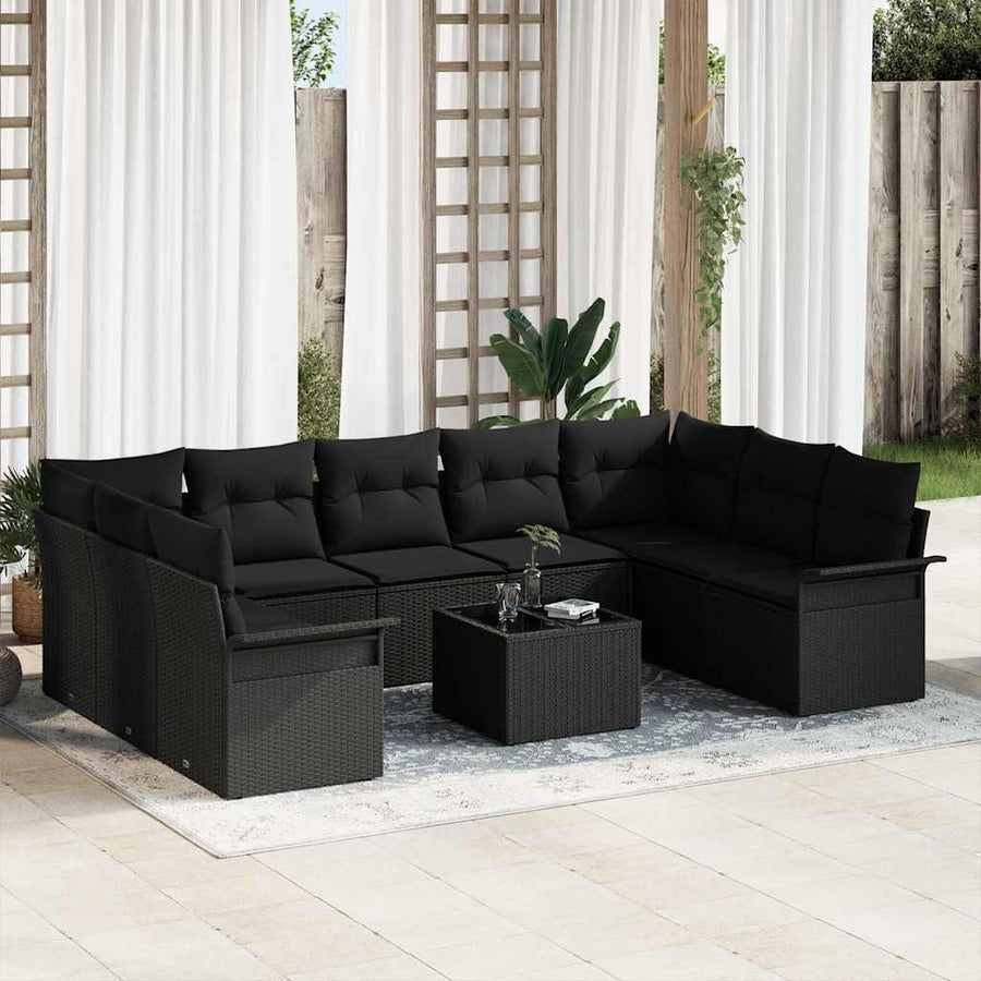 Garden Sofa Set 10 pcs Beige Poly Rattan