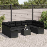 Garden Sofa Set with Storage 10 pcs Beige Poly Rattan - Side View