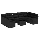 Garden Sofa Set with Storage 10 pcs Beige Poly Rattan - Front View