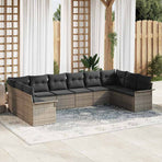 Garden Sofa Set 10 pcs Grey Poly Rattan