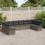 Garden Sofa Set 10 pcs Grey Poly Rattan