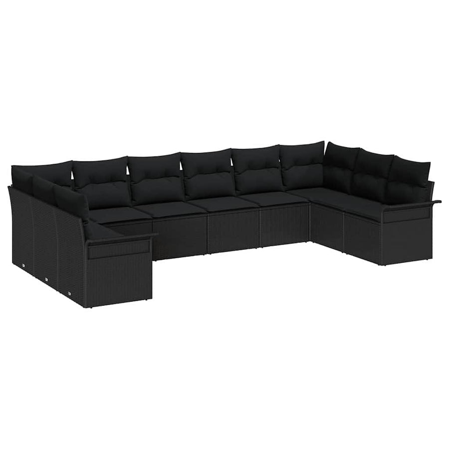 Garden Sofa Set 10 pcs Black Poly Rattan