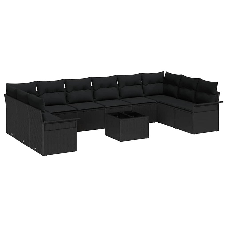 Garden Sofa Set 11 pcs Beige Poly Rattan